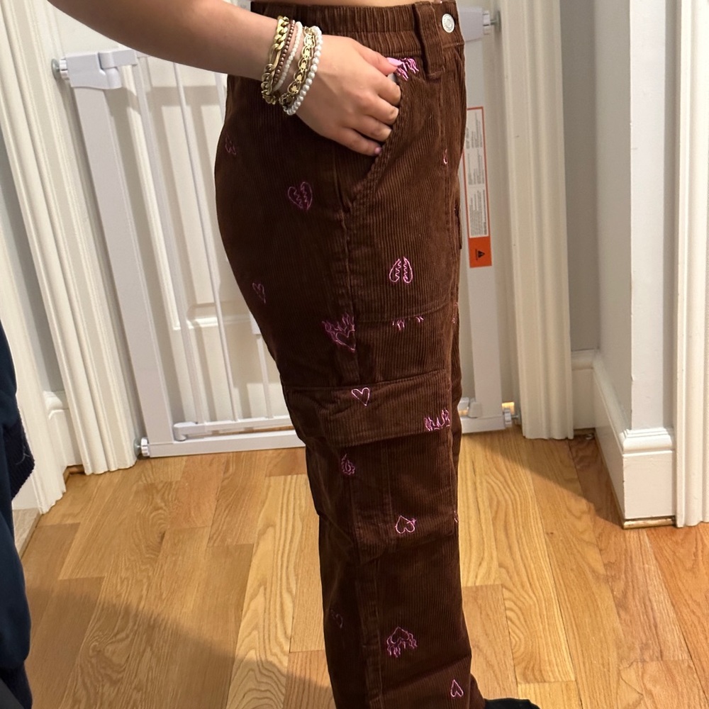 Pacsun embroidered corduroy cargo pants